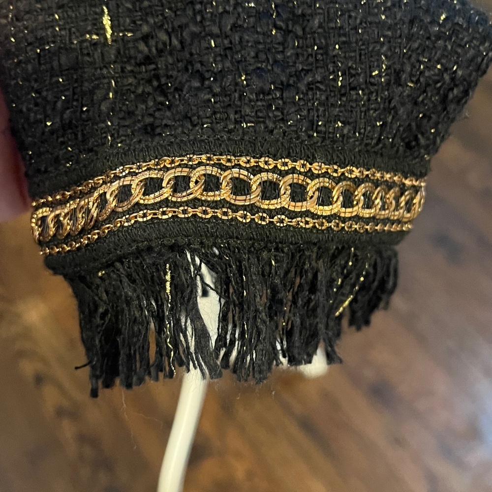 Juicy Couture Black Label Black/Gold & Metallic Tweed ‘Chanel’ Crop Jacket, L - Picture 6 of 13